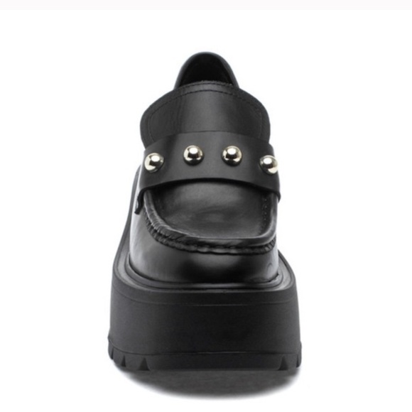 J SLIDES J/SLIDES VICKY Black Leather Platform NEW NEVER WORN Size 8 - Picture 2 of 6